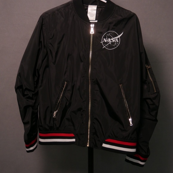 NASA Black Satin Women's Bomber Jacket - Picture 2 of 3